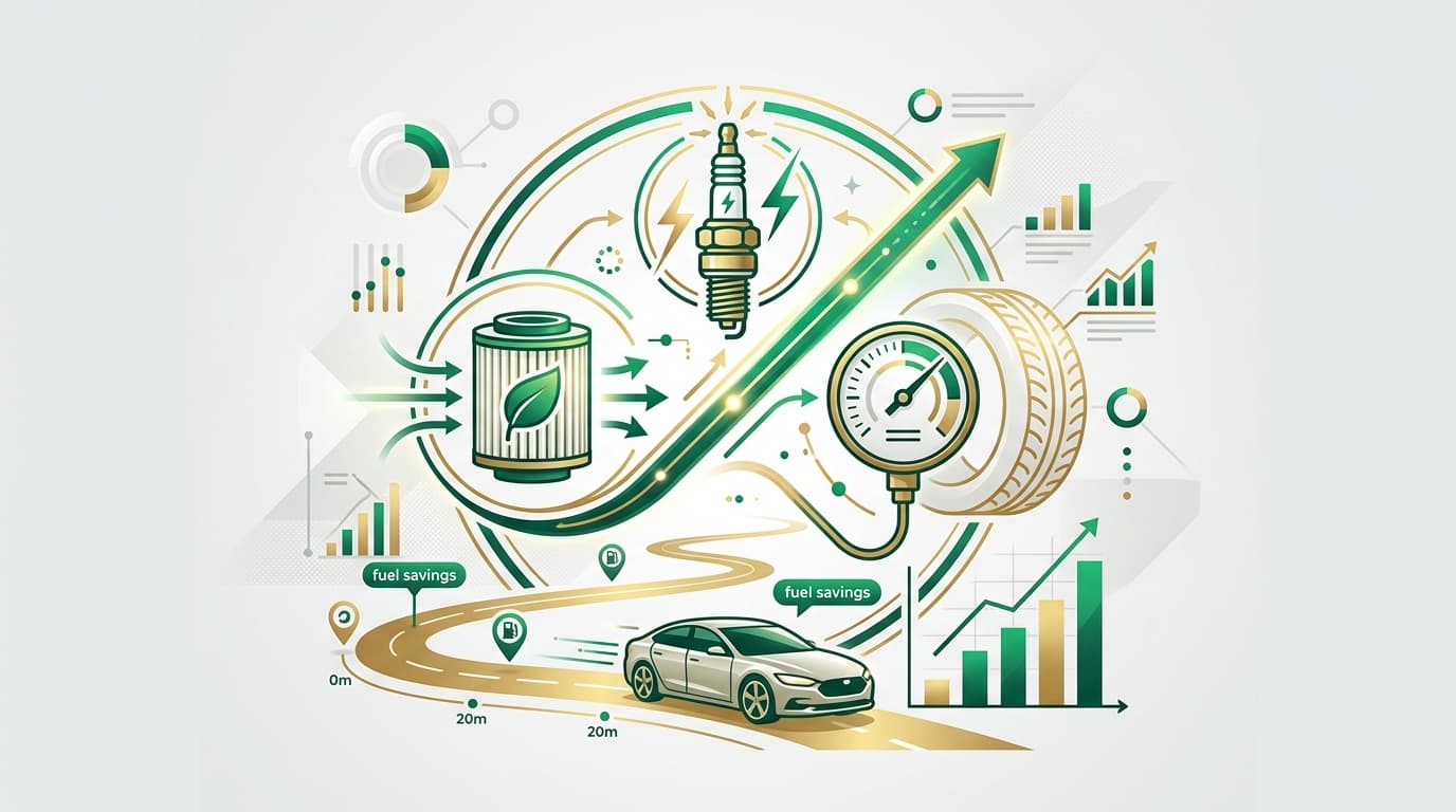 Mileage Guide Pakistan showing spark plug fuel saving car and air filter