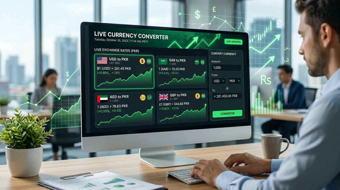 PakCalcHub Currency Converter & Live Forex Exchange Rates Pakistan Tool (USD, SAR, AED to PKR)