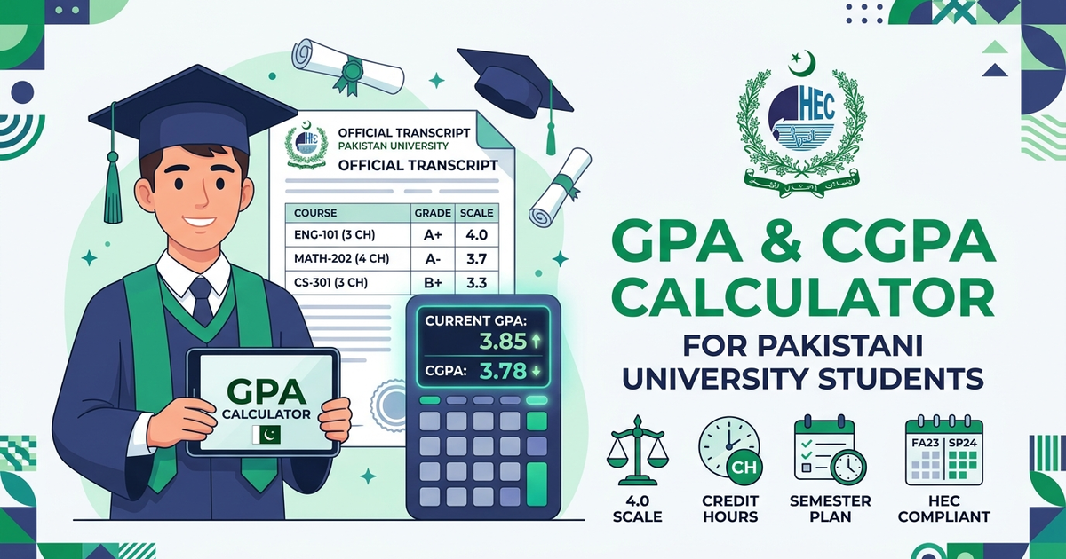 GPA and CGPA Calculator Pakistan - HEC 4.0 Scale and University Presets